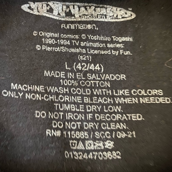 Funimation Black Anime T-Shirt 100% Cotton Size L - Picture 3 of 4